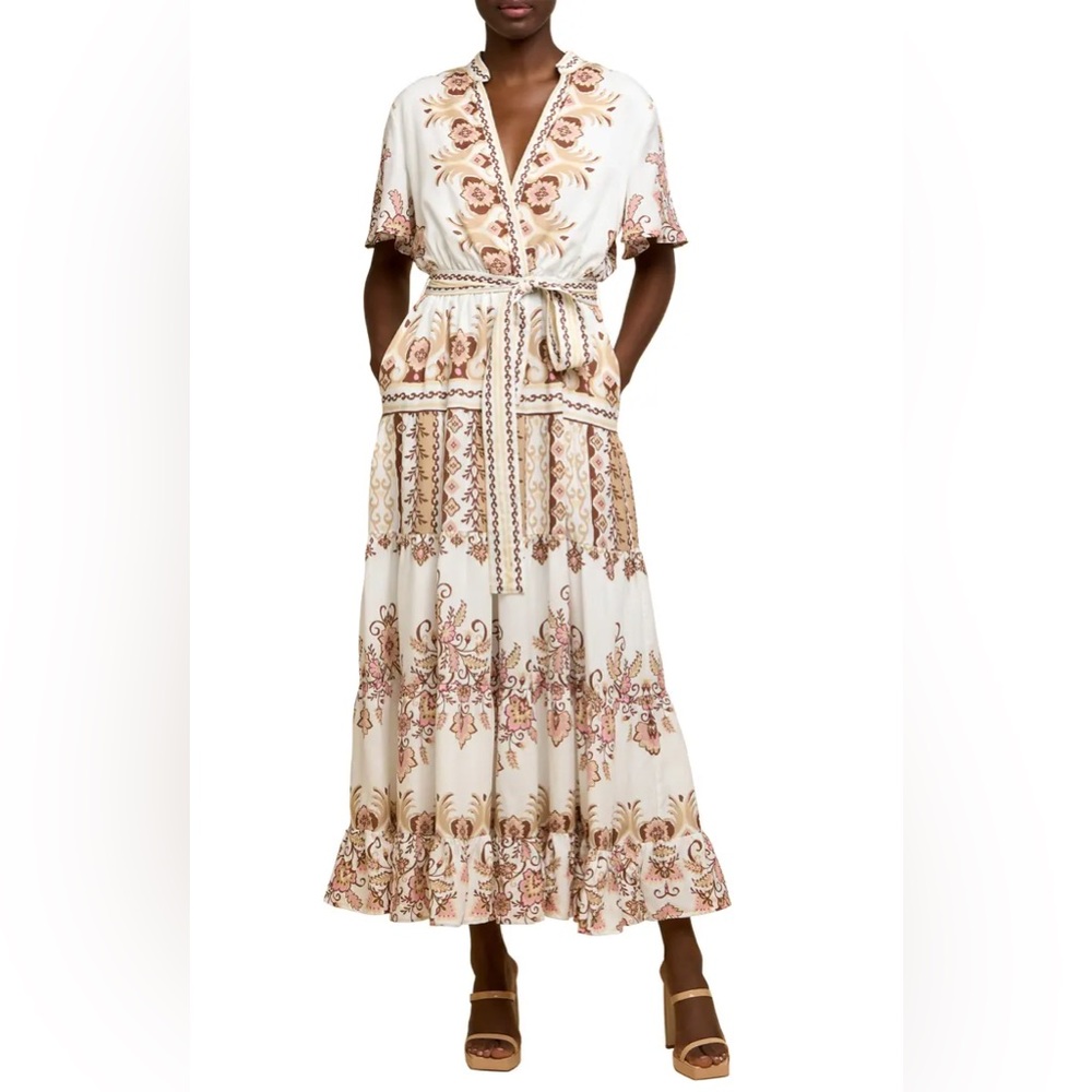 Ciebon Thessa Floral Print Tie Maxi Dress sz XS